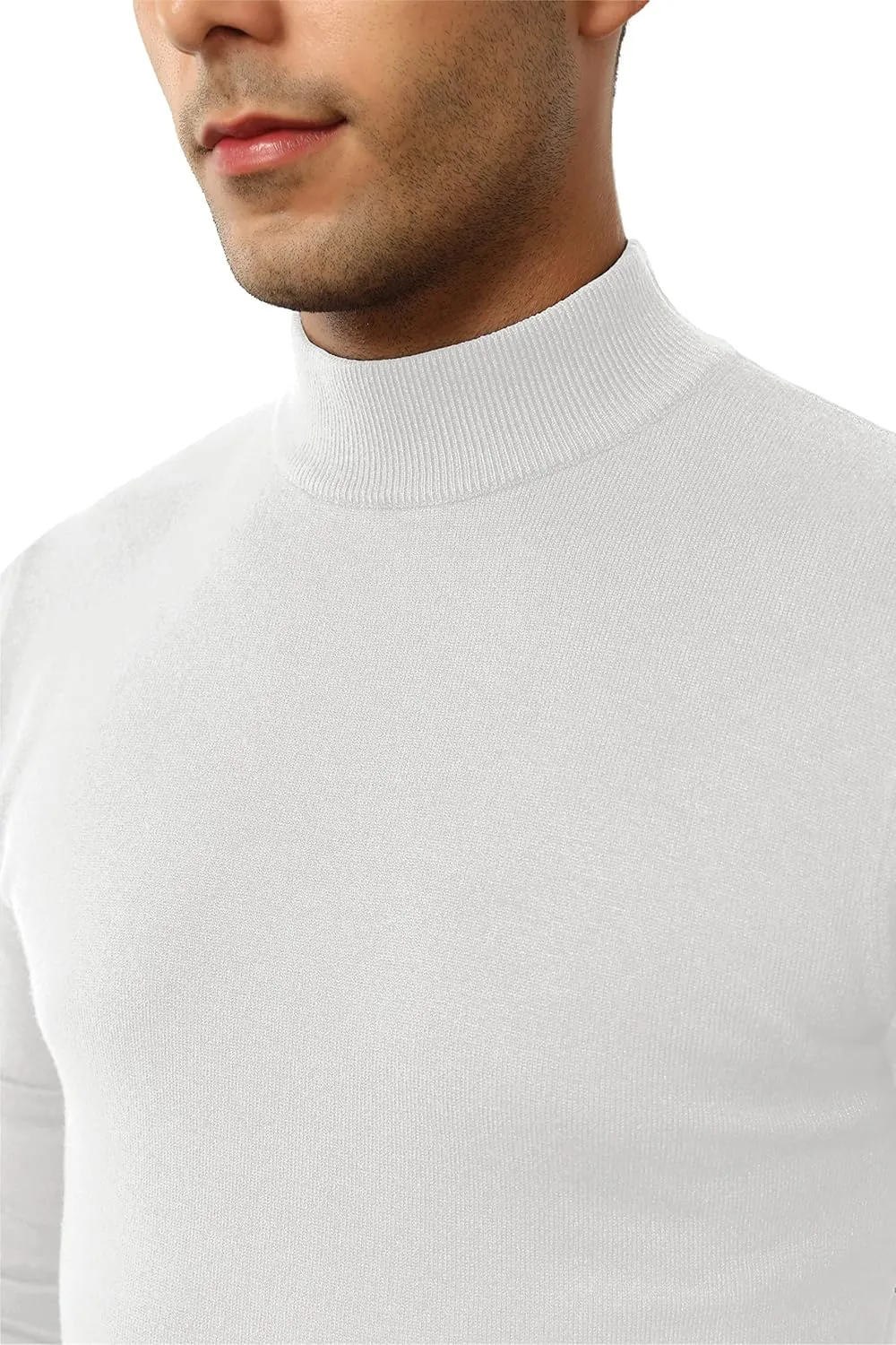Babioboa Men's Mock Turtleneck Sweater Slim Fit Half Turtleneck Long Sleeve Knit Pullover Thermal Casual Solid Knitwear