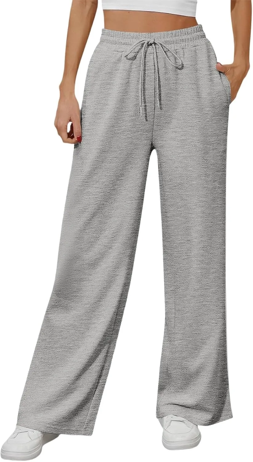 Baggy Sweatpants Women Wide Leg Lightweight Flowy High Waisted Sweatpants Comfy Lounge Pants Joggers with Pockets