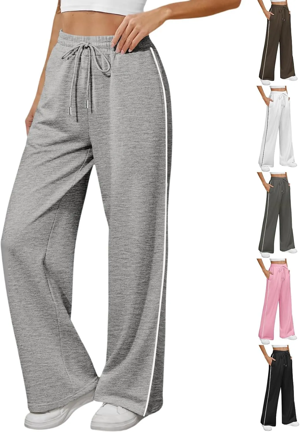Baggy Sweatpants Women Wide Leg Lightweight Flowy High Waisted Sweatpants Comfy Lounge Pants Joggers with Pockets