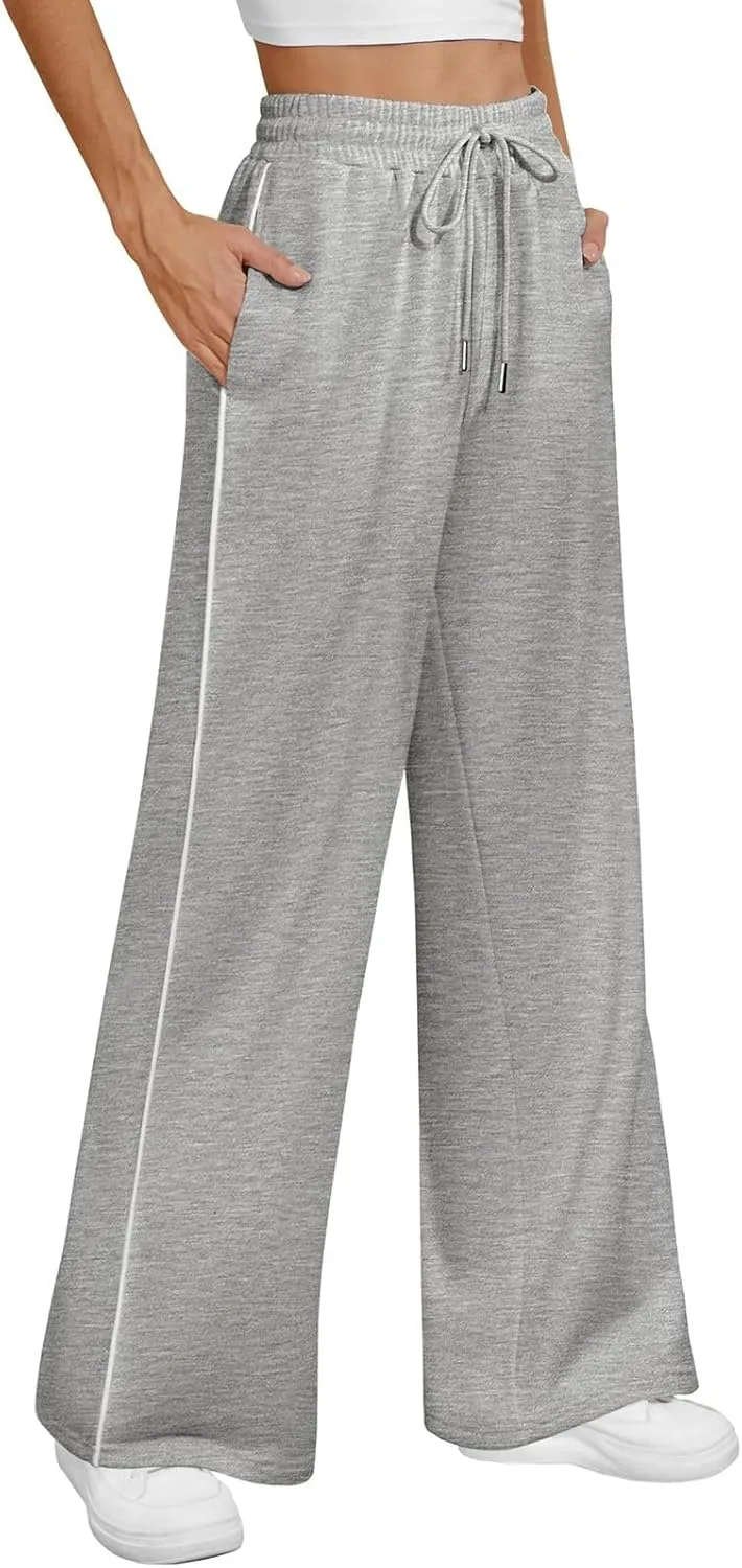 Baggy Sweatpants Women Wide Leg Lightweight Flowy High Waisted Sweatpants Comfy Lounge Pants Joggers with Pockets