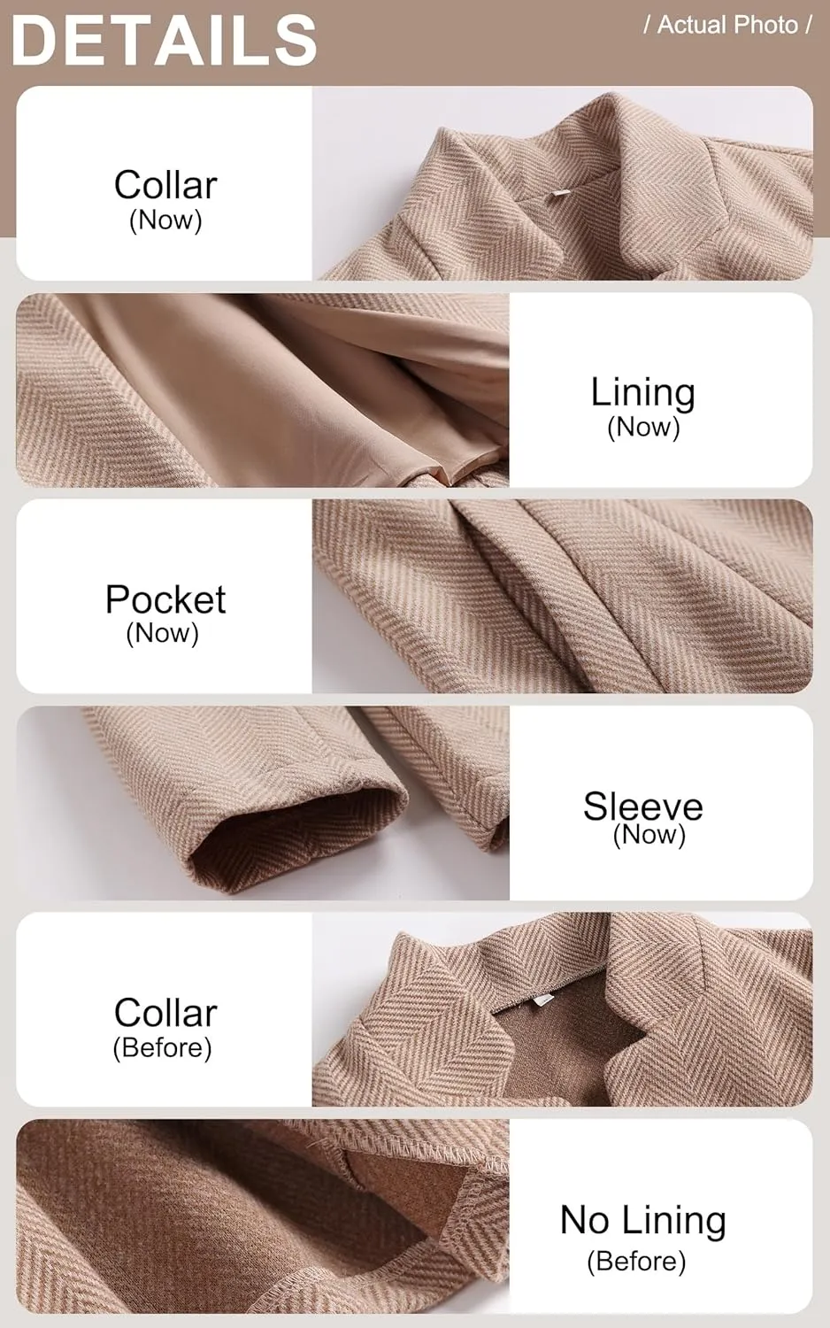 CCTOO Women's Coat Casual Open Front Blazer Long Sleeve Stand Collar Solid Trench Business Work Office Jacket Outwear