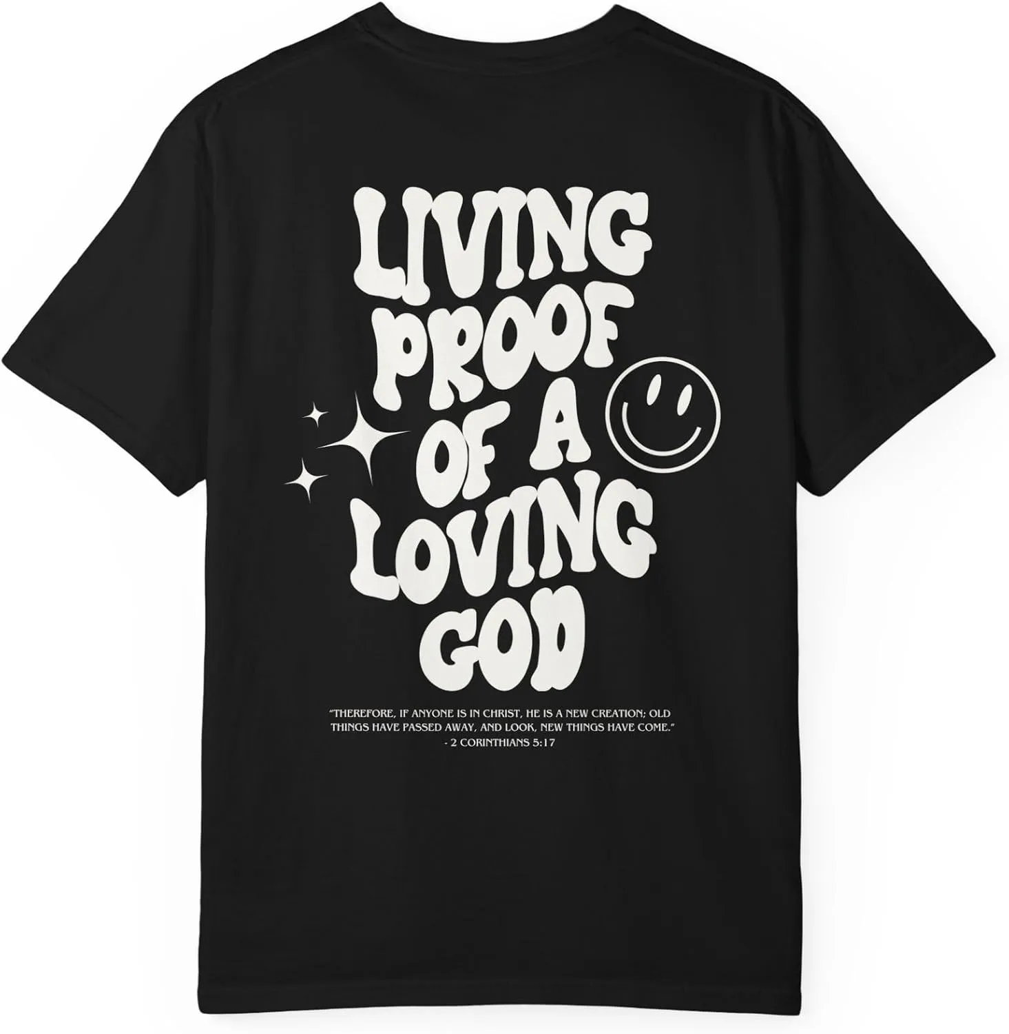 Comfort Colors Living Proof of a Loving God Shirt, Trendy Bible Verse Shirt, Oversized Jesus Tee, Smiley Face Summer T-Shirt
