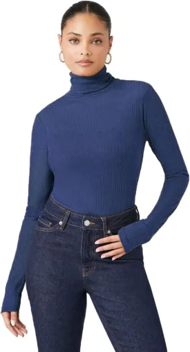 Emmalise Womens Turtleneck Top Long Sleeves Fitted Ribbed Top