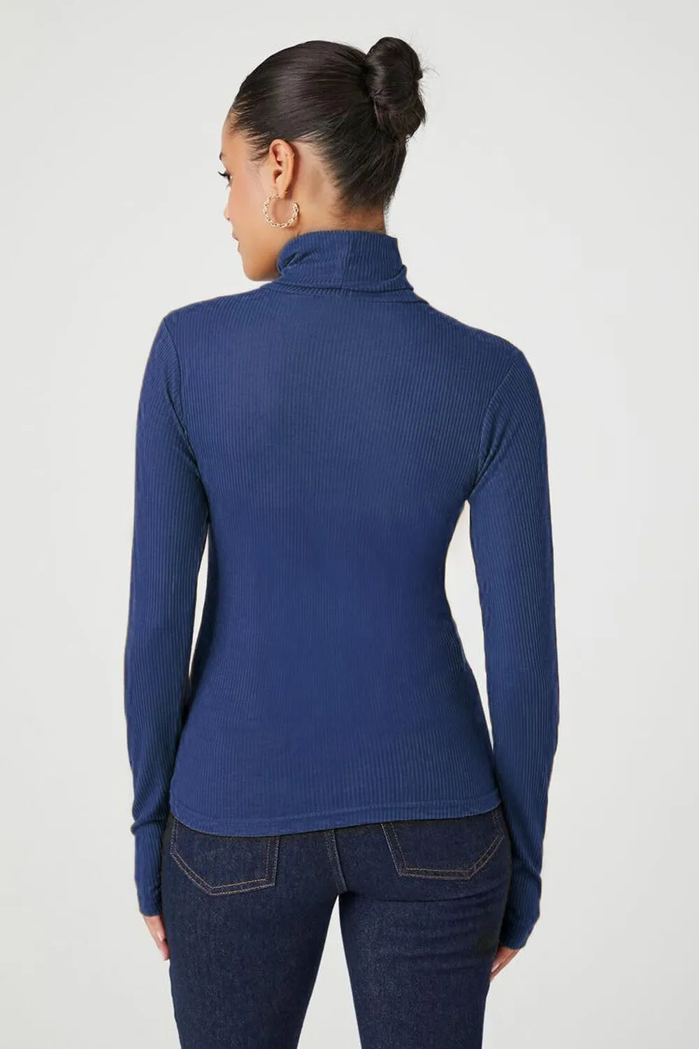 Emmalise Womens Turtleneck Top Long Sleeves Fitted Ribbed Top