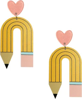 INENIMARTJ Pencil Earrings - Acrylic Teacher & Student Dangle Earrings for Women, Back to School Creative Earrings