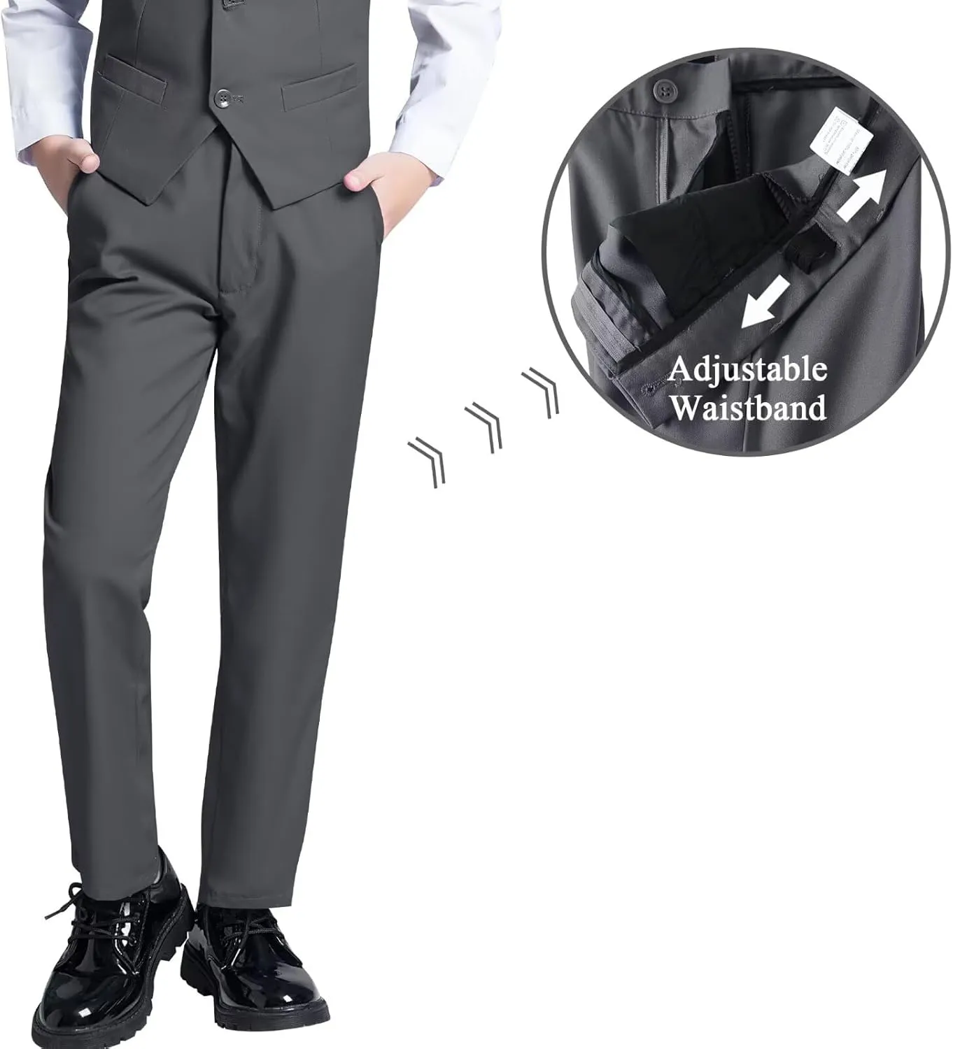 JPF Boys Formal Suits Slim Fit 5 Piece Kids Suit Jacket Pants Set with Dress Shirt and Tie for Wedding Prom