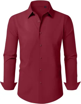 Mens Business Dress Shirt Long Sleeve Button Down Formal Shirt for Men Cotton Slim Fit Shirt for Wedding