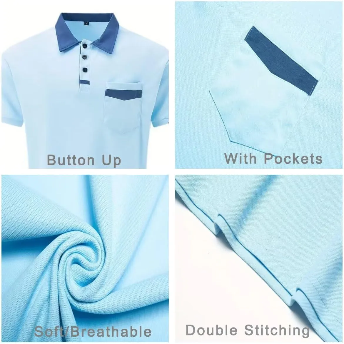 Men's Polo Shirts 2025 Short Sleeve Casual Polo T Shirt Color Block Slim Fit Golf Shirts with Pocket