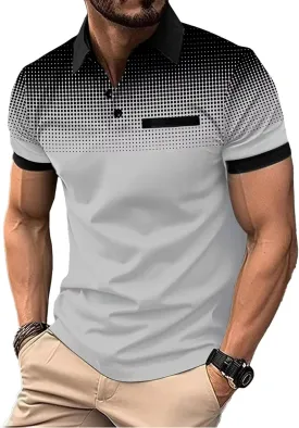 Men's Polo Shirts Short Sleeve 2025 Casual Polo T Shirt Color Block Slim Fit Golf Shirts with Pocket