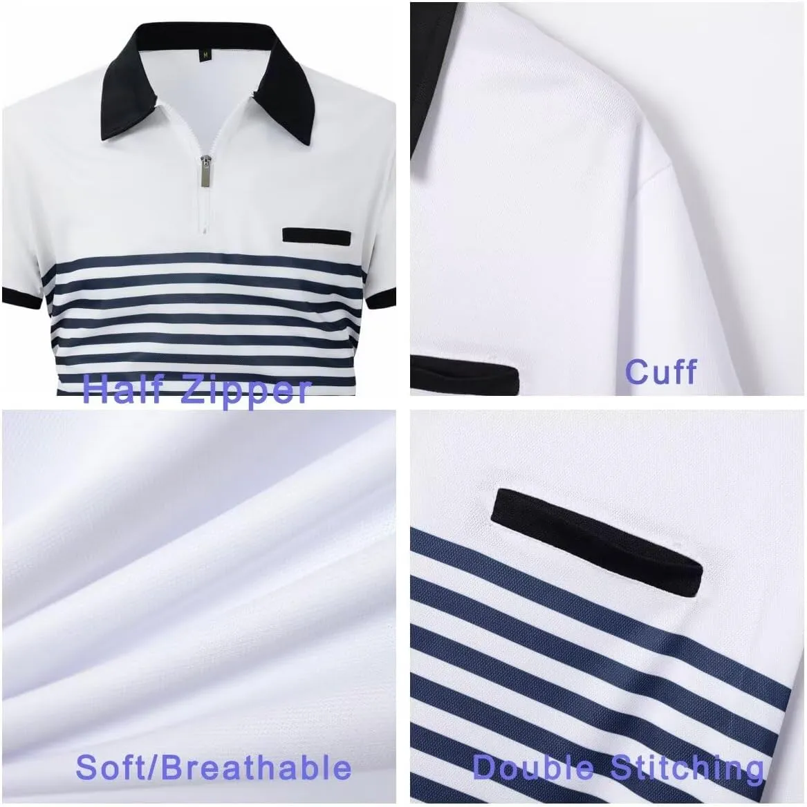 Men's Polo Shirts Short Sleeve 2025 Casual Polo T Shirt Color Block Slim Fit Golf Shirts with Pocket