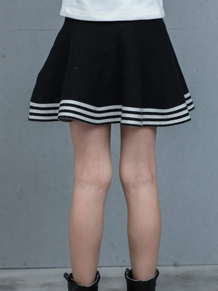 Mesinsefra Little Big Girls' High Waist Knitted Flared Pleated Skirt Casual