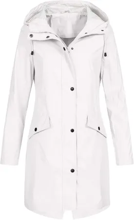 Open Front Belted Long Jacket Hooded Solid Women Coat Rain Raincoat Women'S Coat Trench Coats for Women Peacoat