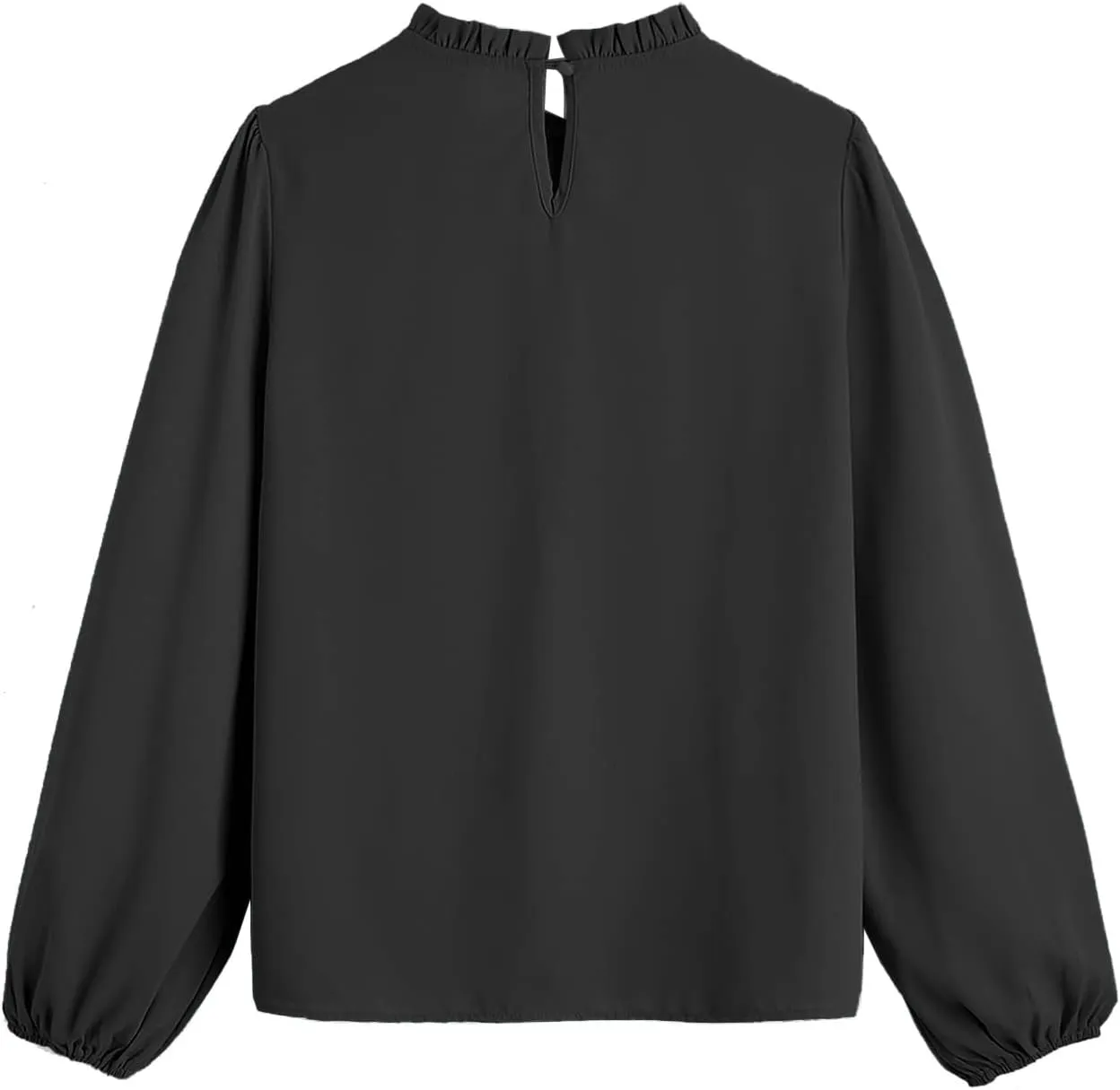 OYOANGLE Women's Elegant Mock Neck Bishop Long Sleeve Blouse Work Casual Pleated Shirt Tops