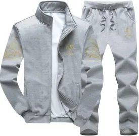 PASOK Men's Casual Tracksuit Full Zip Running Jogging Athletic Sports Jacket and Pants Set