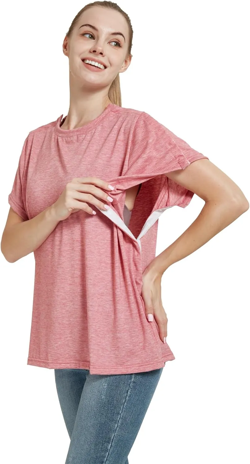 Post Shoulder Surgery Shirt, Women's Short Sleeve Shirt with Premium Snap, Chemo Clothing