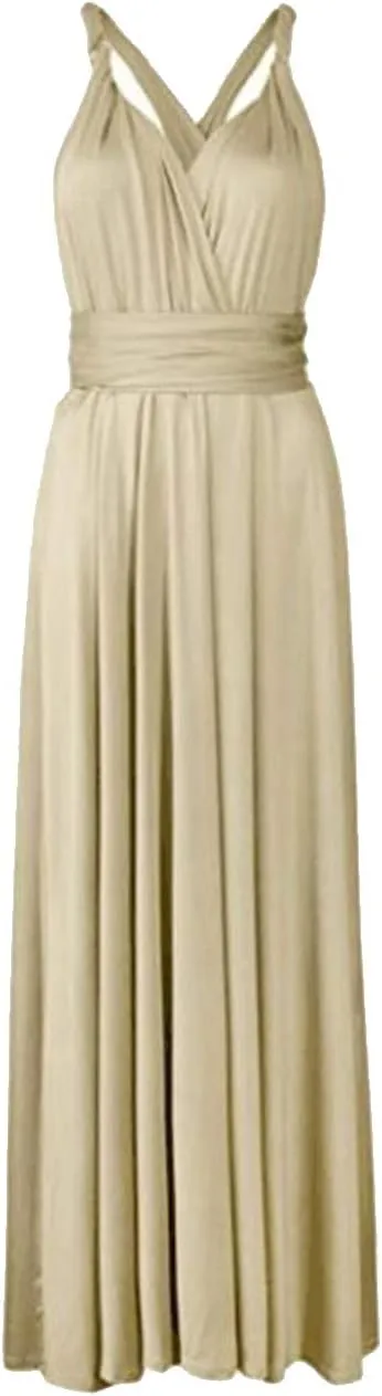 Sexyshine Women's Backless Gown Dress Convertible Multi-Way Wrap Halter Cocktail Dress Bandage Bridesmaid Long Dresses