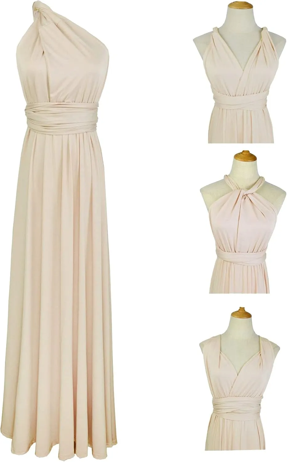 Sexyshine Women's Backless Gown Dress Convertible Multi-Way Wrap Halter Cocktail Dress Bandage Bridesmaid Long Dresses
