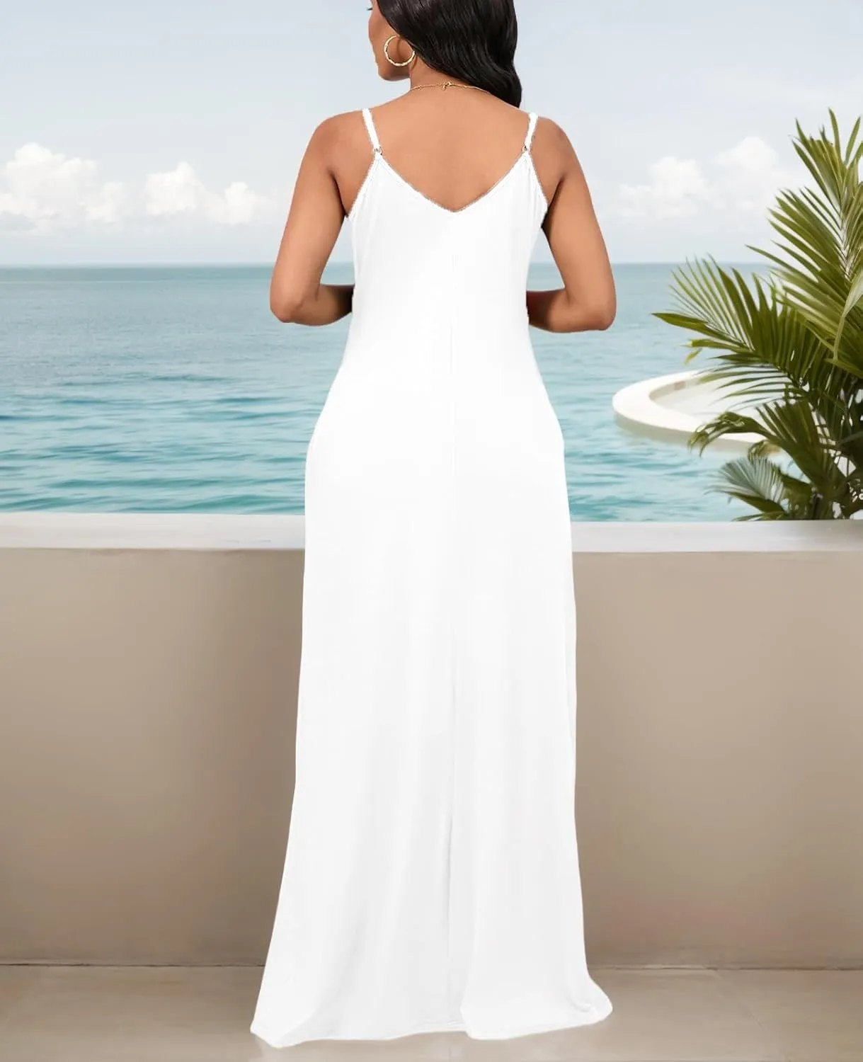 Summer Maxi Dress for Women 2025 Plus Size Casual Sexy Floral Sleeveless Vacation Long Sundresses with Pockets