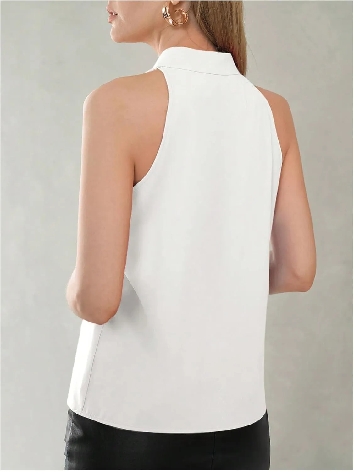 SweatyRocks Women's Sleeveless Notch V Neck Work Business Elegant Blouse Summer Shirts