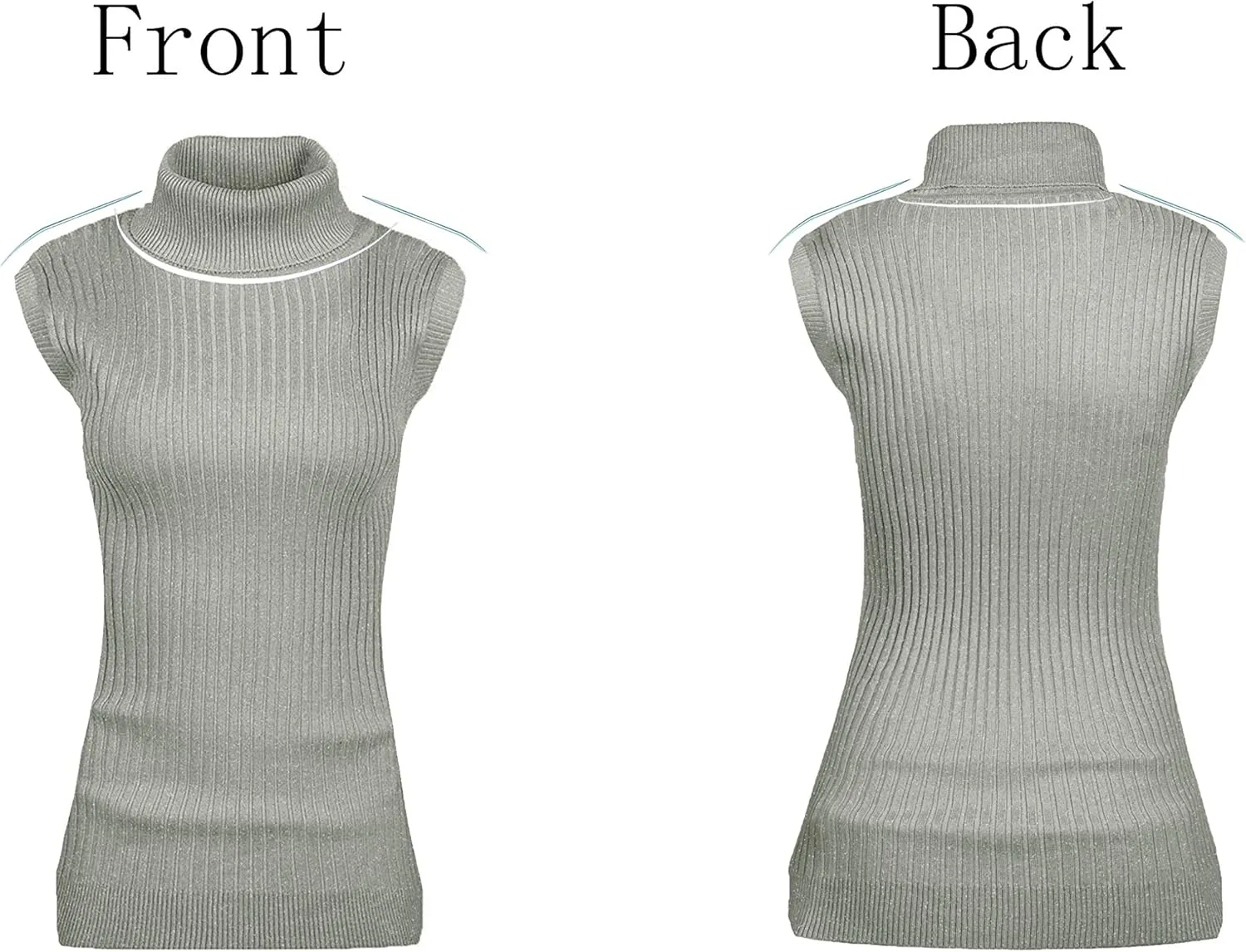 v28 Women Sleeveless High Neck Turtleneck Stretchable Knit Sweater Top