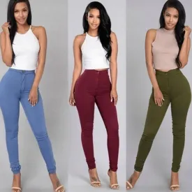 Vintage Casual Women's High Waist Skinny Jeans Candy Color