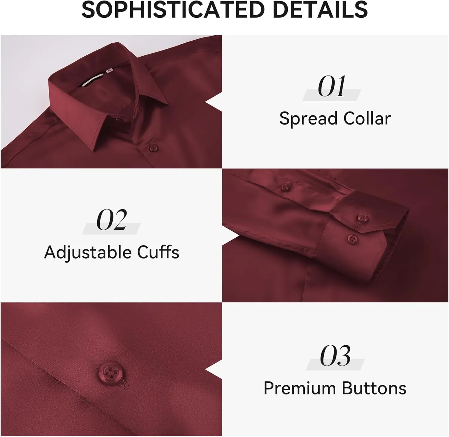WARHORSEE Mens Silk Satin Dress Shirts Shiny Long Sleeve Button Down Shirt Party Prom Wedding Shirt