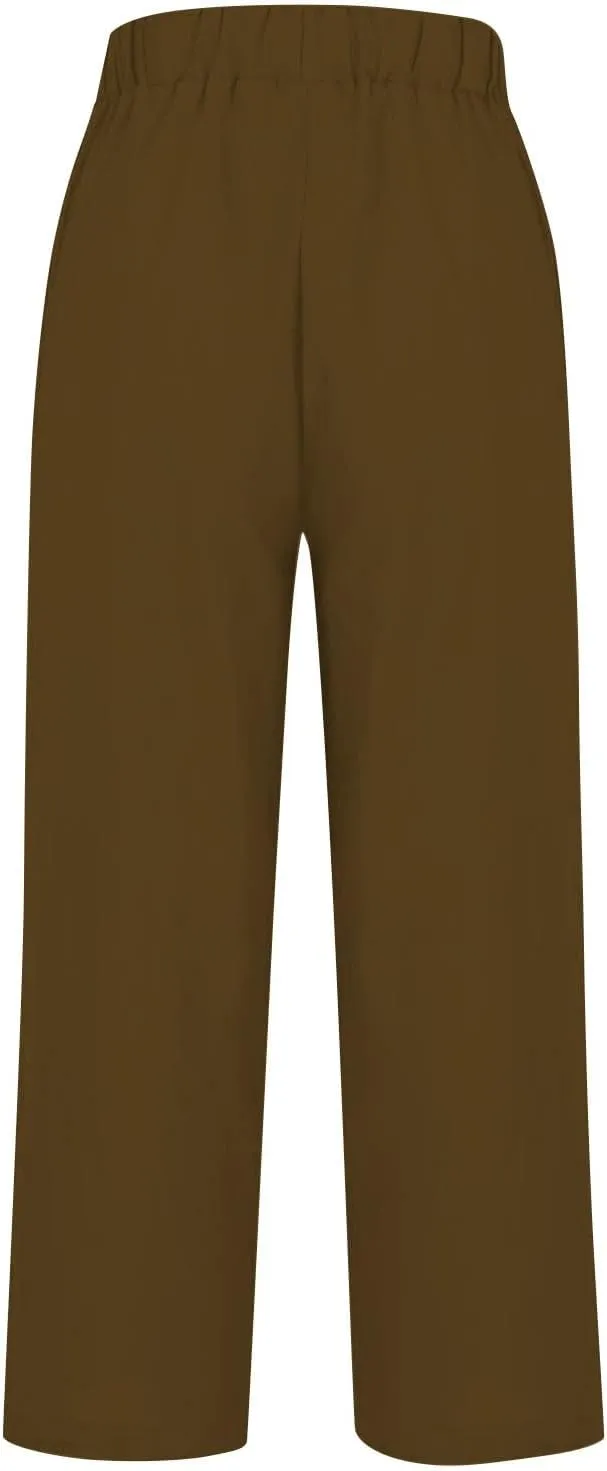 Wide Leg Linen Trousers Women Spring Capris for Women Plus Size Womens Capri Workout Pants Drawstring