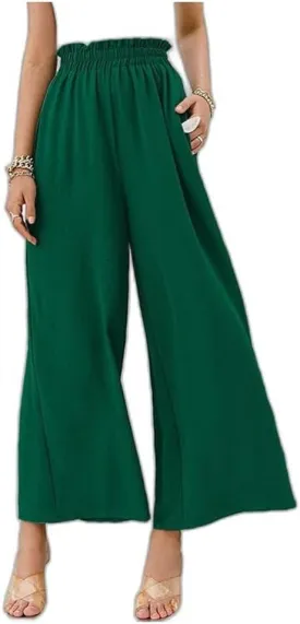 Wide Leg Pants for Women Linen Elastic Waist Joggers Straight Dress Pant Casual High Waist Summer Loose Fit Trousers