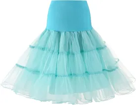 Women's 50s Vintage Rockabilly Petticoat Crinoline Skirts Tutu Underskirt 26" Net Tulle Half Slip Retro Crinoline