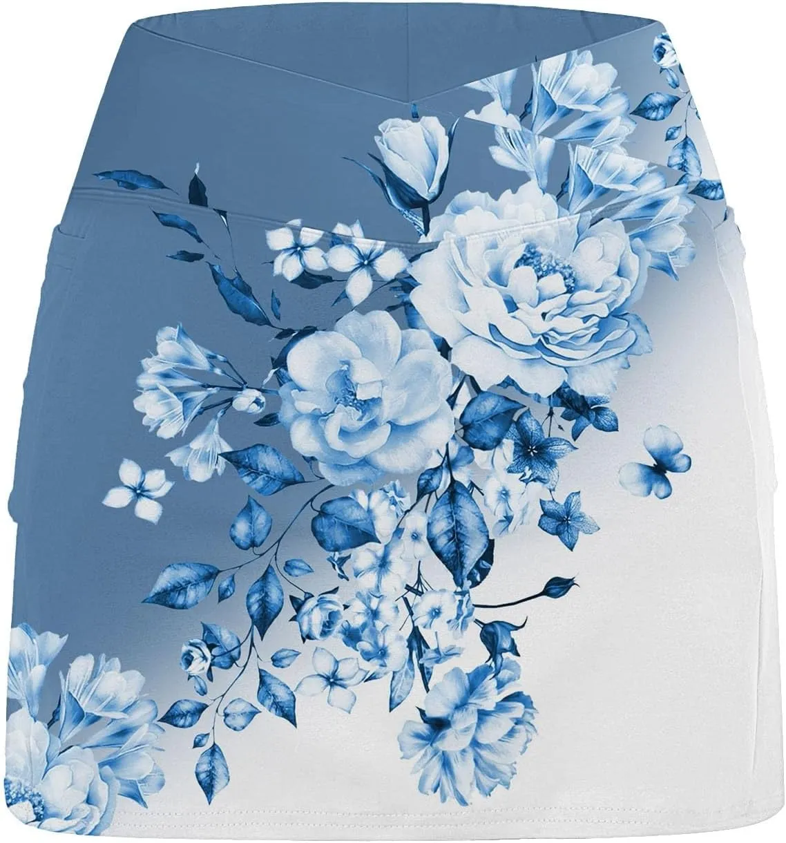 Womens Pleated Tennis Skirts Floral Printed Summer Skinny Pants Mid Waisted Activewear Skirt with Shorts Underneath