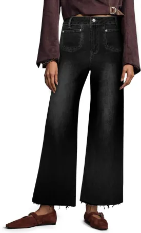 Womens Wide Leg Jeans High Waisted Baggy Jeans Stretchy Trendy Denim Pants with Pockets