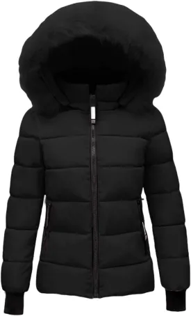 Women's Winter Warm Coats Puffer Jacket Waterproof Snow Parka with Removable Faux Fur Trim Hood